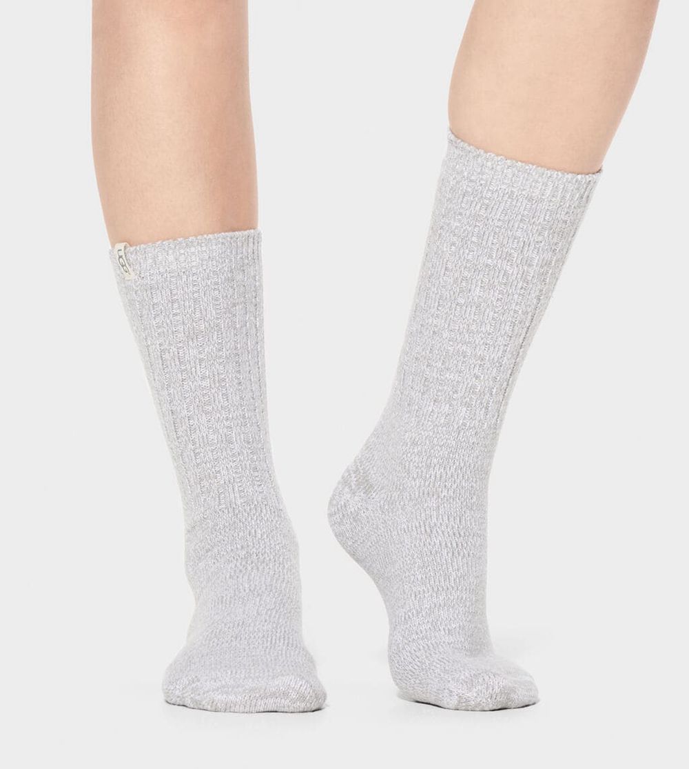 Ugg Rib Knit Slouchy Crew - Womens Socks - Grey - NZ (3192EYAPV)